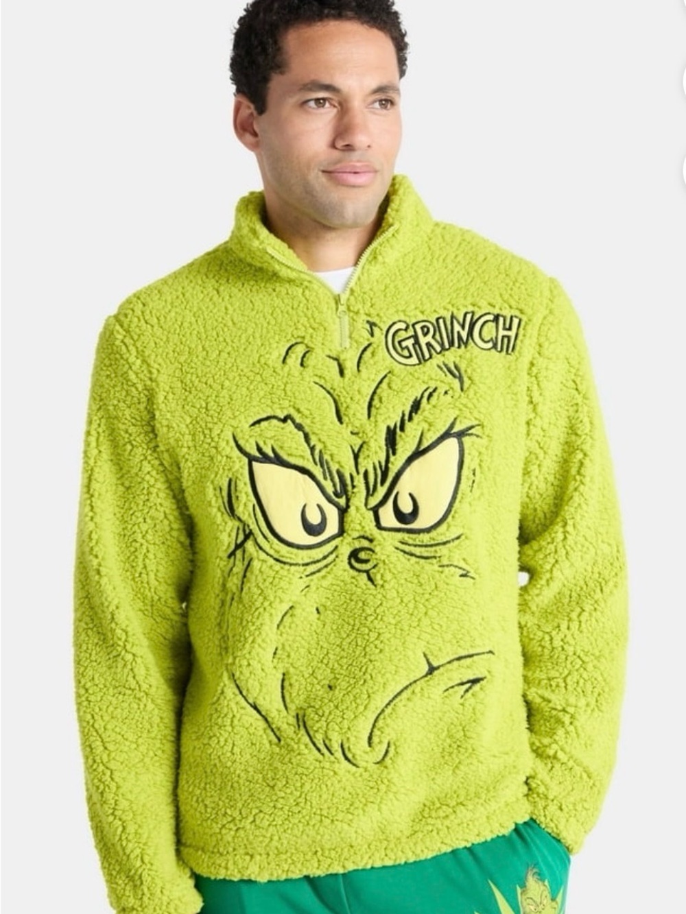 The Grinch Green Sherpa Zip-Up Sweater